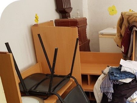  I moved the benches out of the room where the floor collapses