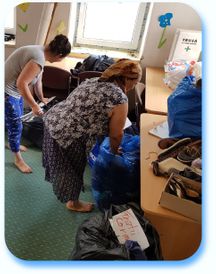 ...sorting donations for all families